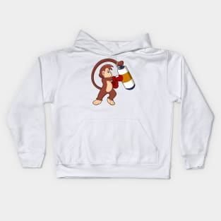 Monkey at Boxing with Punching bag Kids Hoodie